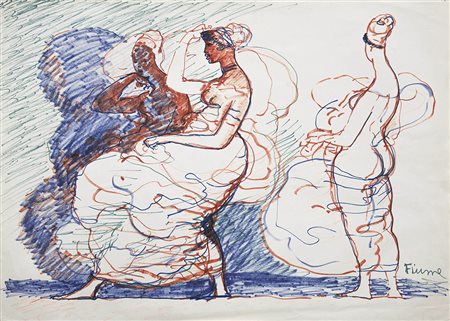 Salvatore Fiume 1915 - 1997 Senza titolo Pennarello su carta 50 x 70 cm...