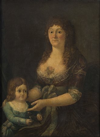 Scuola spagnola della fine del secolo XVIII - inizi XIXRitratto di madre con...