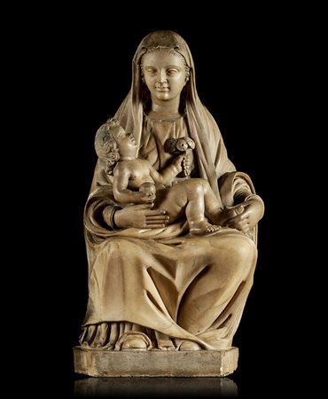 Arte toscana, secolo XVI "Madonna con Bambino" scultura in marmo (h. cm 73)...