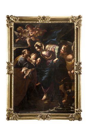 Scuola lombarda del secolo XVIIIFuga in EgittoOlio su tela cm 174,5x120In...