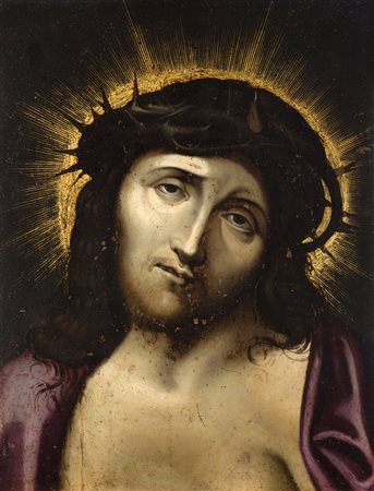 Maestro nordico del secolo XVICristo con corona di spineOlio su rame cm...