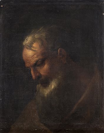 Maestro del secolo XVIITesta virileOlio su tela cm 53x43In cornice antica in...