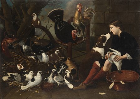 Pseudo Salini ?(attivo tra il secolo XVII e XVIII)Ragazzo con animali da...