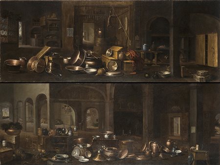 Gaudenzio Botti (Brescia 1698 - 1775)(attr.)Interno di cucinaOlio su tela cm...