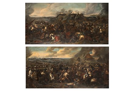 Marzio Masturzo (attivo nel secolo XVII 0)(attr.)Scena di battaglia presso un...