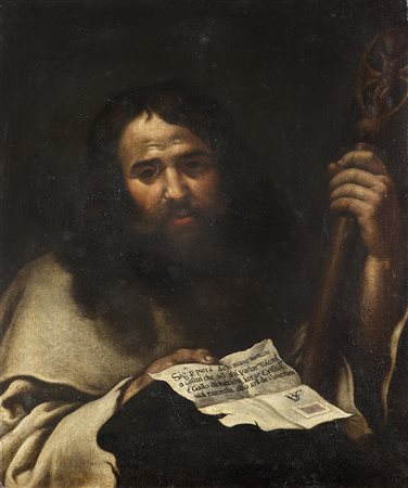 Scuola napoletana del secolo XVIIRitratto di uomo con lettera siglataOlio su...