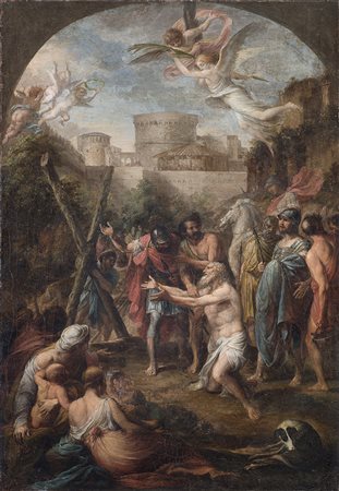 Maestro romano del secolo XVIIIMartirio di Sant'AndreaOlio su tela cm...