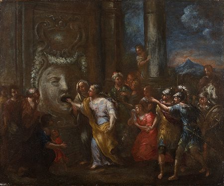 Scuola romana del secolo XVIIIBocca della veritàOlio su tela cm 61x75In...