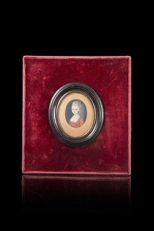 Scuola del secolo XVIII "Ritratto di bambina" miniatura ovale su avorio (cm...