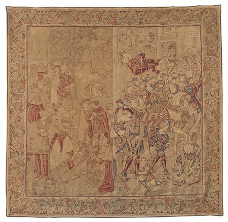 Arazzo Italia, Toscana, fine secolo XIX - inizio secolo XX.Dipinto su tessuto...