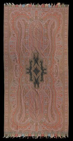 Scialle Kashmir. Francia, seconda metà del secolo XIX. Tessuto a mano in lana...