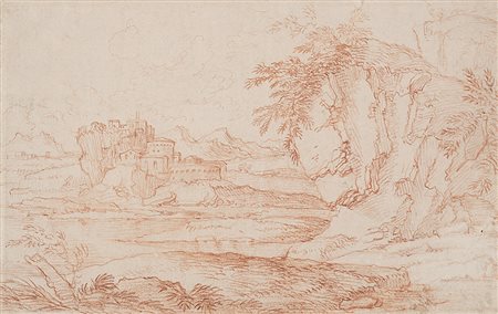 Artista degli inizi del secolo XVIIIPaesaggioMatita rossa su carta applicata...