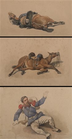 Lotto composto da tre acquerelli attribuiti a Stanislao Grimaldi Conte del...