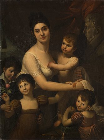 Maestro del secolo XIX Ritratto della Famiglia Tealdi con Felicina Frapolli,...