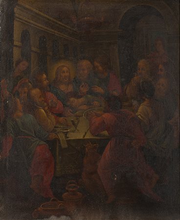 Scuola italiana del secolo XVIIIUltima CenaOlio su rame cm 35x28,2Al verso...