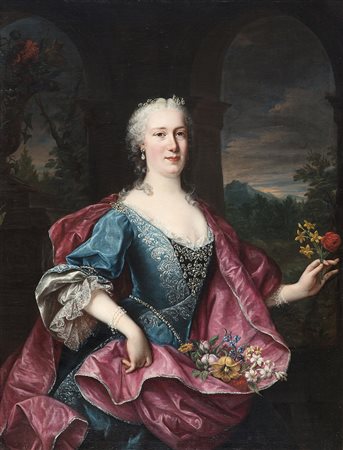 Scuola franco-piemontese del secolo XVIIIRitratto di nobildonnaOlio su tela...