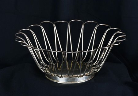 CESTINO PORTAPANE IN ARGENTO h cm 8,5 - diam cm 23 gr 208