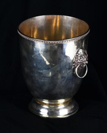 SECCHIELLO PORTAGHIACCIO IN ARGENTO manici a foggia di testa leonina h cm...