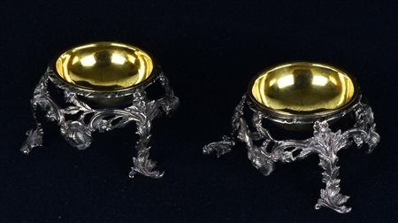 COPPIA DI SALIERE IN ARGENTO 875/1000 punzoni di Hendrik Keyzer, Amsterdam...