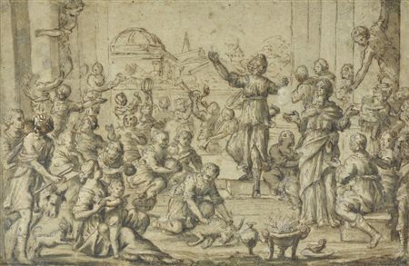Scuola Romana del XVI secolo L’IDOLATRIA DI SALOMONE Penna e inchiostro bruno...
