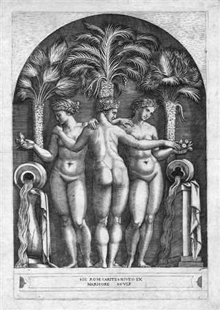 Marcantonio Raimondi LE TRE GRAZIE Bulino. mm 332x224.TIB 27/14, 340. Non...
