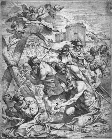 Pier Francesco Mola (1612 – 1666) IL MARTIRIO DI SANT’ANDREA Acquaforte. mm...