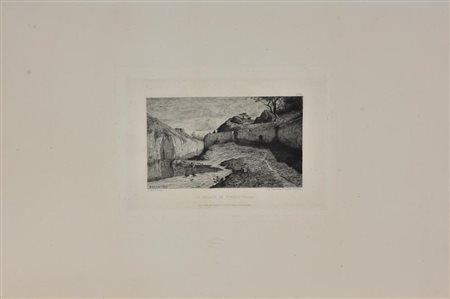 Adolphe Appian LE VILLAGE DE CHANAZ (SAVOIE). 1866 Acquaforte. mm 155x235....