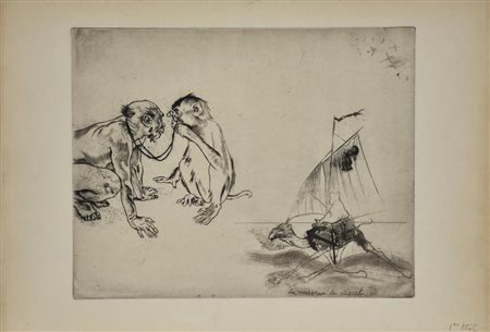 Louis Legrand ANATOMIE COMPARée. 1896 Acquaforte e puntasecca. mm 260x337....