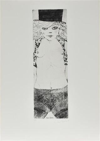 Bruno Caruso IL CILINDRO NERO. 1971 Acquaforte. mm 490x155. Foglio: 650x458...