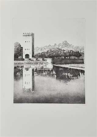 Rodolfo Ceccotti LA TORRE RIFLESSA. 1996 Acquaforte, acquatinta e cera molle....