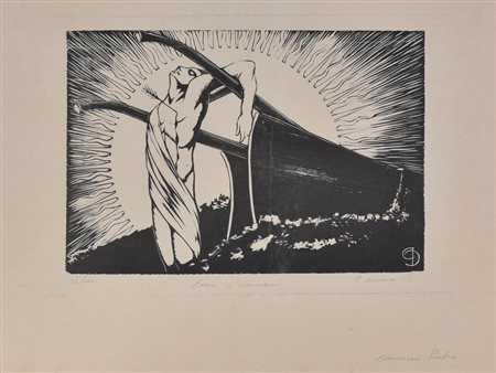 Paolo Camerini ECCO L’UOMO Xilografia. mm 205x305. Foglio: 340x407 Firmata a...