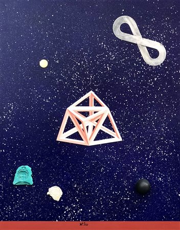 Lucio Del Pezzo Napoli 1933 Cielo e oggetti 2003 Tecnica mista su tavola...