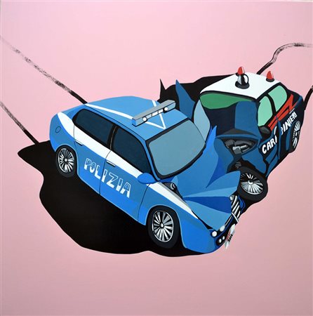 stefano bergamo leverano 1970 fuga in rosa 2017 smalto su tela 80x80...