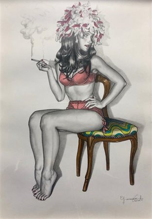 Giovanna Casotto Alessandria 1962 Pin-Up 0 Tecnica mista su carta 34x24...