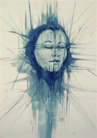 Luna Potenziere Cuneo 1 Volto interiore 0 Acquerello su tela 70x50...