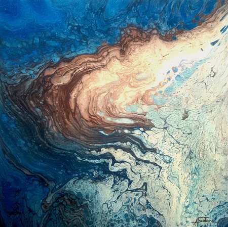 Anna Maria Scatigna Milano 1964 By the sea 2019 Smalto su tela 40x40...