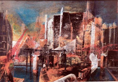 Gian Luigi Serravalli Ferrara 1949 Paesaggio con porto 2002 Tecnica...