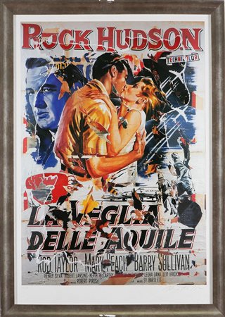 ROTELLA MIMMO (1918 - 2006) La veglia delle aquile. Litodecollage, cm 70x100....