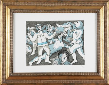 BAJ ENRICO (1924 - 2003) Senza titolo. Litografia, cm 70x50. "Misure disegno:...