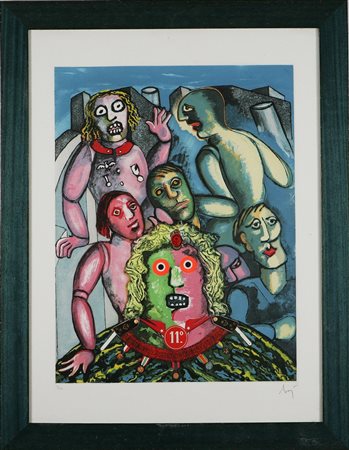 BAJ ENRICO (1924 - 2003) Senza titolo. Acquaforte, cm 48,5x63,5. Tiratura...