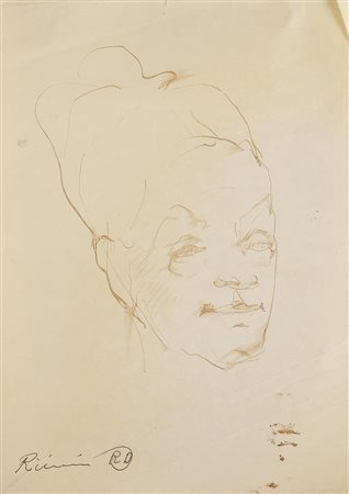 RUMI DONNINO (1906 - 1980) Ritratto di donna. China su carta. Cm 29,4x21....