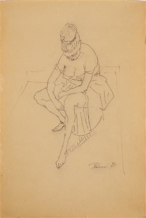 RUMI DONNINO (1906 - 1980) Donna in un interno. China su carta. Cm 49x34....