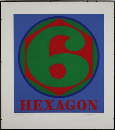 INDIANA ROBERT (n. 1928) Hexsagon. 1975 Litografia, cm 55,5x61. Cm carta:...