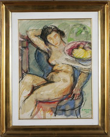 MORO GINO (1901 - 1977) Nudo e natura morta. 1972 Tecnica mista su carta...
