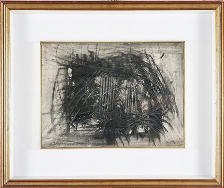 ANONIMO Senza Titolo. 1957 Tecnica mista su carta su tela, cm 39x29. Firma...