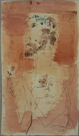 ROGNONI FRANCO (1913 - 1999) Senza titolo. 1969 Tecnica mista su carta, cm...