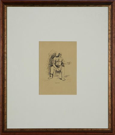 CARRA' CARLO (1881 - 1966) Uomo. 1930 Inchiostro su carta, cm 18,5x26. Opera...