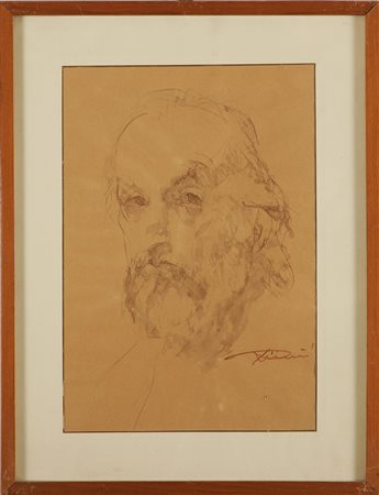 RUMI DONNINO (1906 - 1980) Autoritratto. China su carta. Cm 35,5x24,5 Firma...