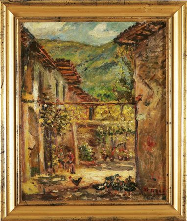 DOLCI MARTINO (1912 - 1944) Costalunga . 1946 Olio su cartone pressato, cm...