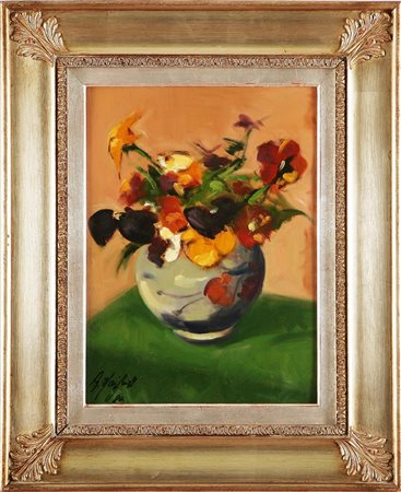 MAIFREDI AGOSTINO Natura morta di fiori. Olio su compensato, cm 27,5x36,5....